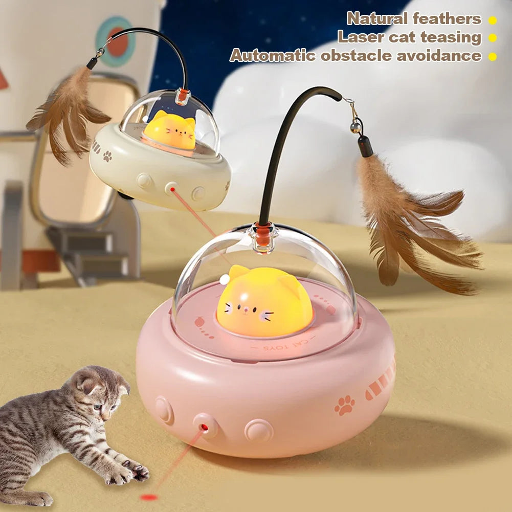 Smart Teaser Cat Toy Electric UFO Cat Teaser Stick With Bell Training Pets Gym From House