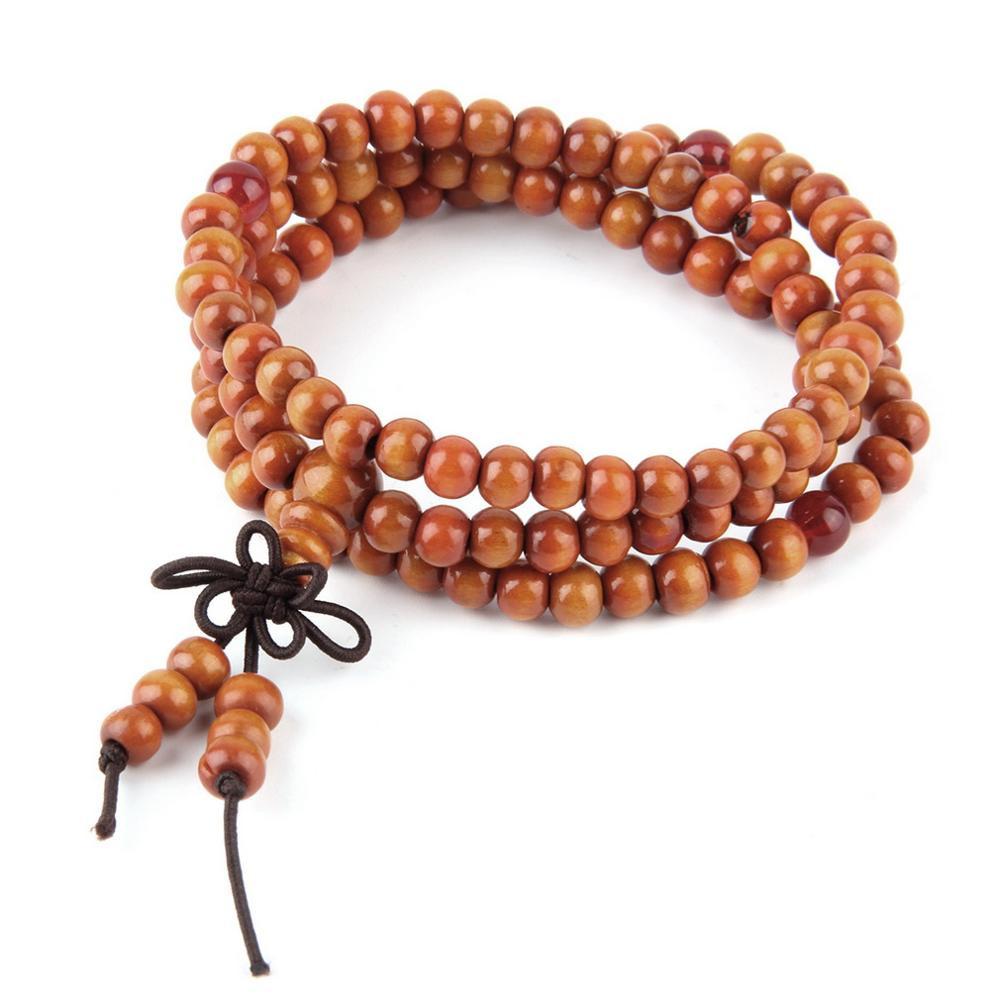 6mm Natural Sandalwood Buddhist Buddha Meditation 108 beads Jewelry dealsniper-net Orange