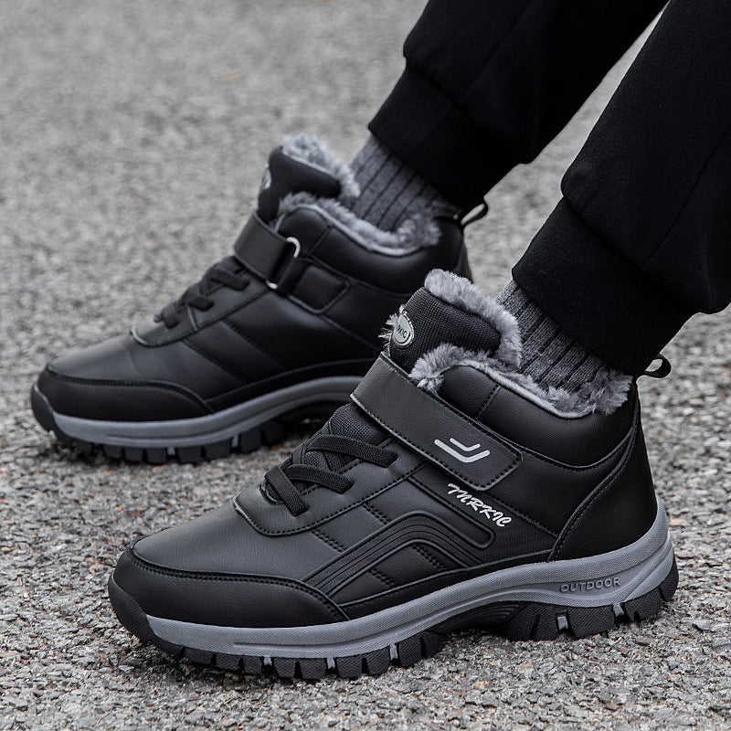 Winter Boots Women Men Warm Plush Velcro Snow Boots Climbing Hiking Shoes Women DealSniper.net Black Size37