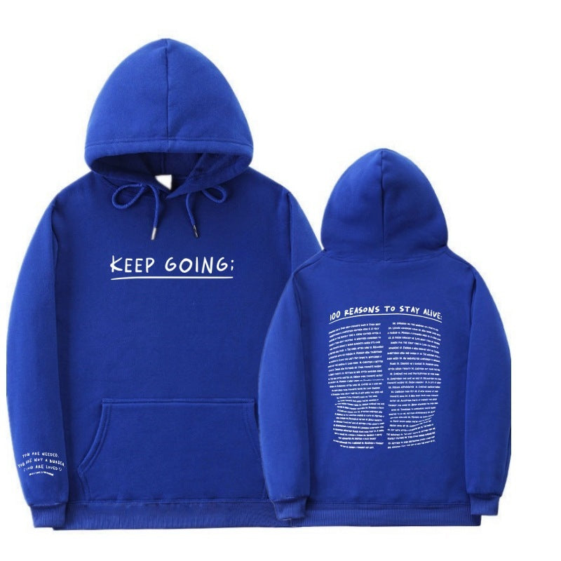 Letter Printing Long-sleeved Drawstring Hooded Sweatshirt Women dealsniper-net FS5274 Blue 2XL