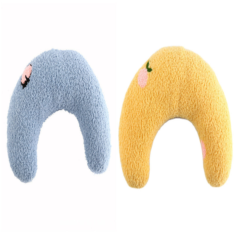 Little Pillow For Cats Fashion Neck Protector Deep Sleep Puppy U-Shaped Pillow Pets Pillow Kitten Headrest Dog Sleeping Pillow Pet Products Pets dealsniper-net Blue and yellow 2PCS