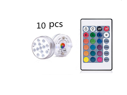 3 LEDs Underwater Light 16 Colors RGB IP68 Waterproof Swimming Pool Home Decor dealsniper-net Q10pcs7CM with controller