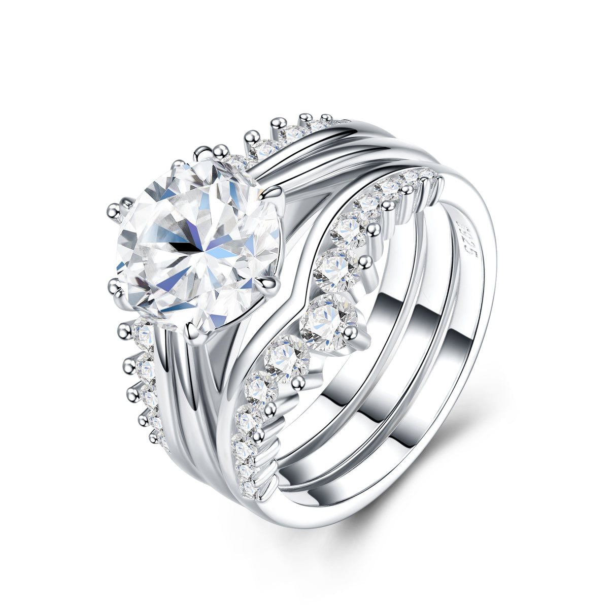 3-carat Luxury Fashion Minimalist Trend Jewelry Silver Ring Set Jewelry Gym From House 5