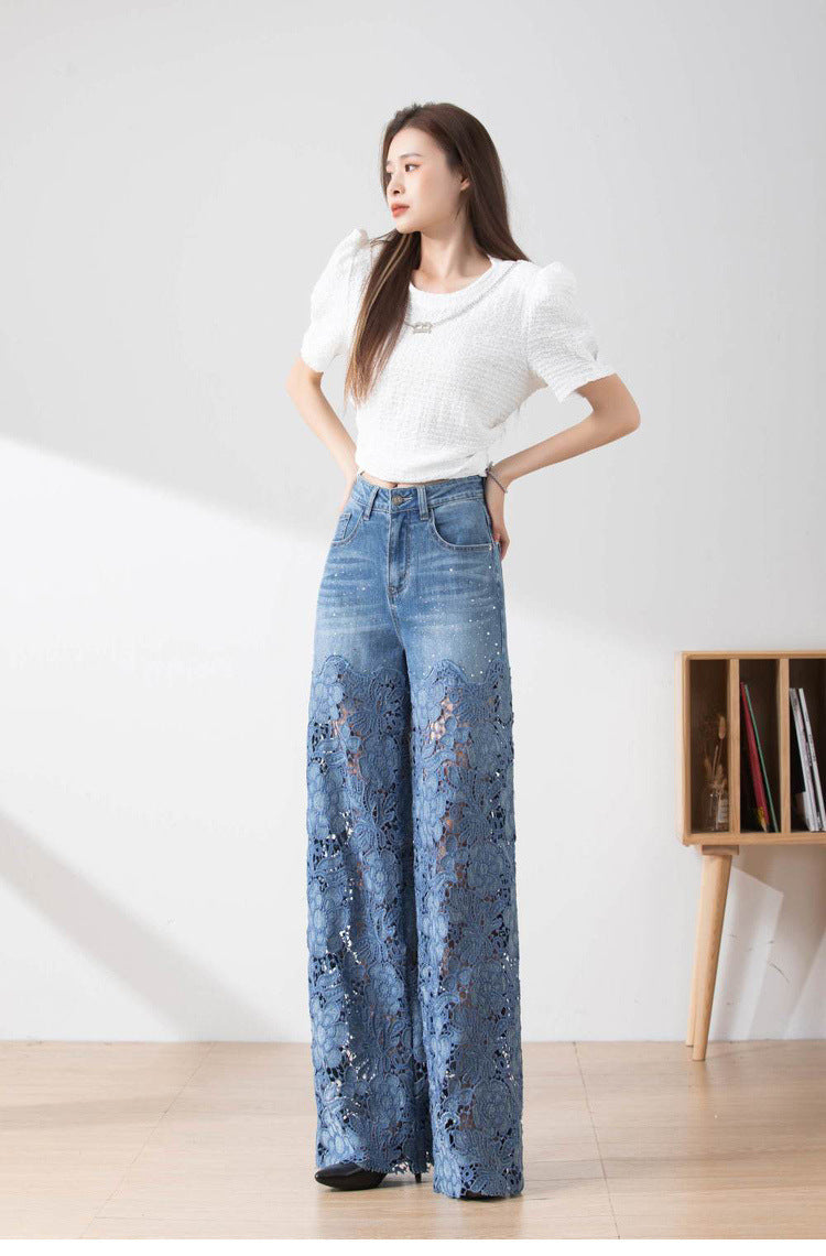 Women's Stitching High Waist Wide Leg Pants Women DealSniper.net