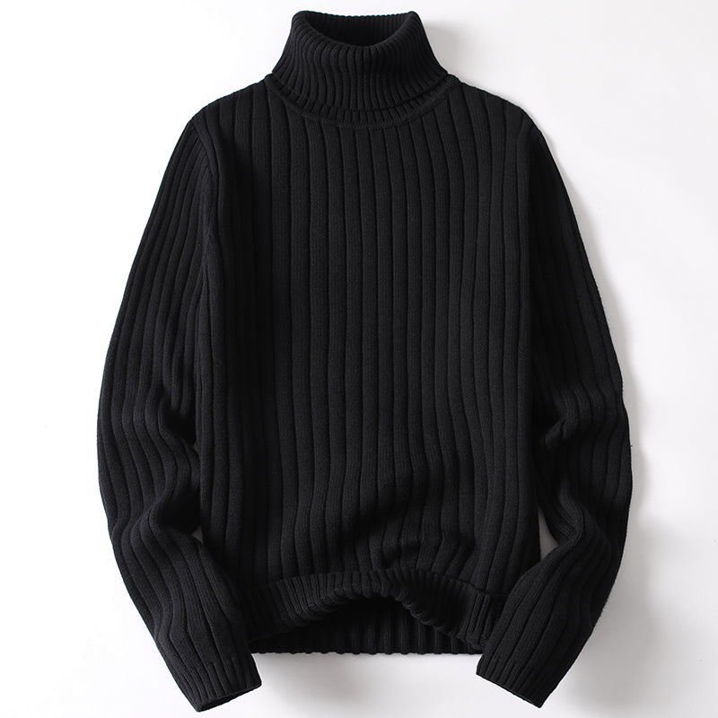 Turtleneck Sweater Men Women Ins Fashion Solid Striped Men DealSniper.net Black 2XL