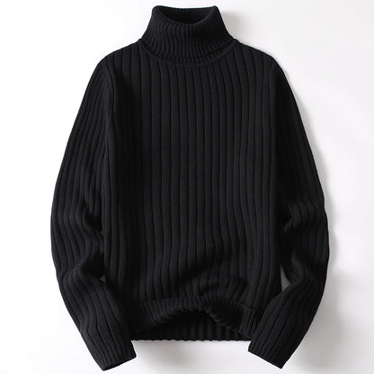 Turtleneck Sweater Men Women Ins Fashion Solid Striped Men DealSniper.net Black 2XL
