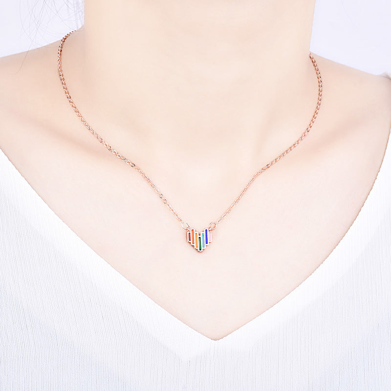 Rainbow Love Necklace Women