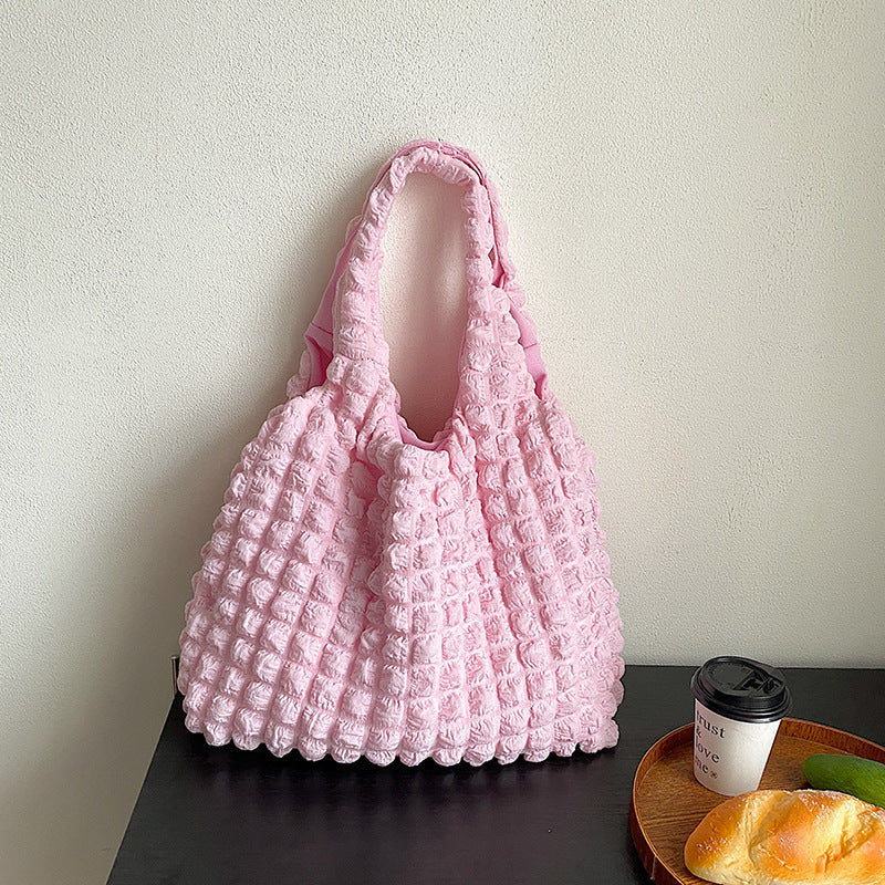 Cute Pleated Puff Shouder Bag Women Large-capacity Cloud Armpit Bag Winter Fashion Handbags Girls Women DealSniper.net Pink