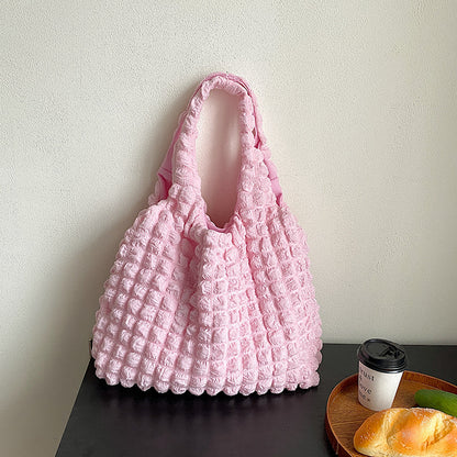 Cute Pleated Puff Shouder Bag Women Large-capacity Cloud Armpit Bag Winter Fashion Handbags Girls Women DealSniper.net Pink