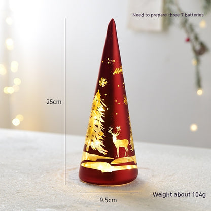 Christmas Luminous Glass Desktop Decoration Holidays dealsniper-net Red Cone