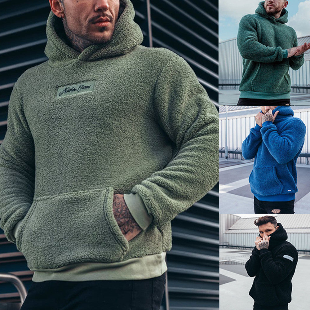 Men's Plush Hoodies Sweatshirt With Big Pocket Fashion Men null