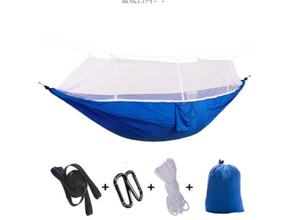 Outdoor Parachute Cloth Hammock Couble with Mosquito Net Light