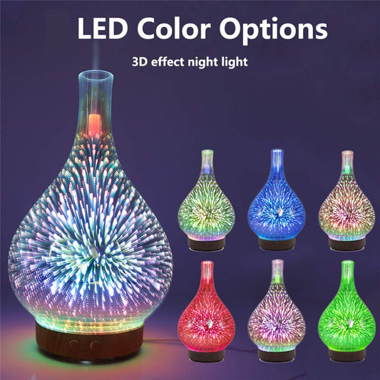 3D Glass Aroma Diffuser Colorful Lamp Humidifier Night Light Home Decor dealsniper-net