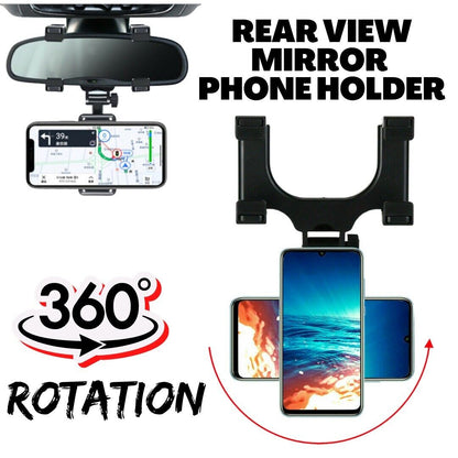 Universal 360 Rotation Car Rear View Mirror Mount Stand GPS Cell Phone Holder Phones dealsniper-net