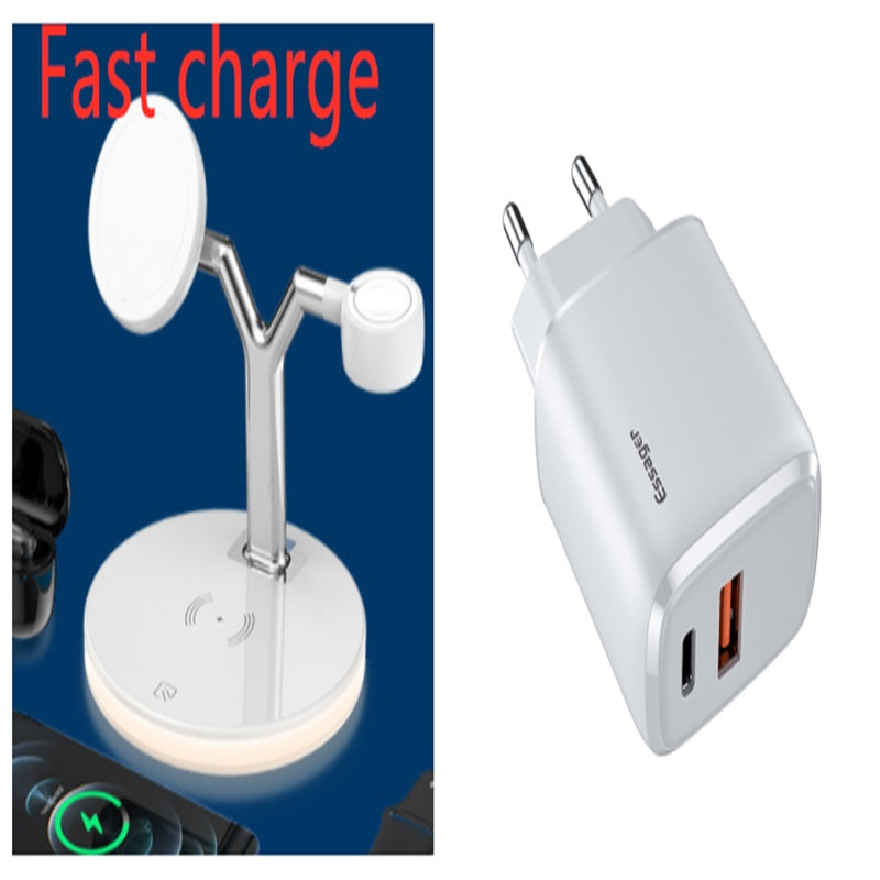 3 In 1 Magnetic Wireless Charger 15W Fast Charging Station Electronics DealSniper.net White fast charge set