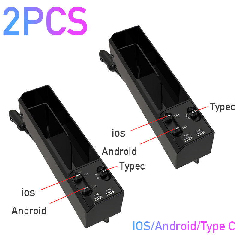 Car Organizer with Charger Cable Car Seat Gap Storage Box with Cable Vehicle Gym From House 3 wire 2pcs