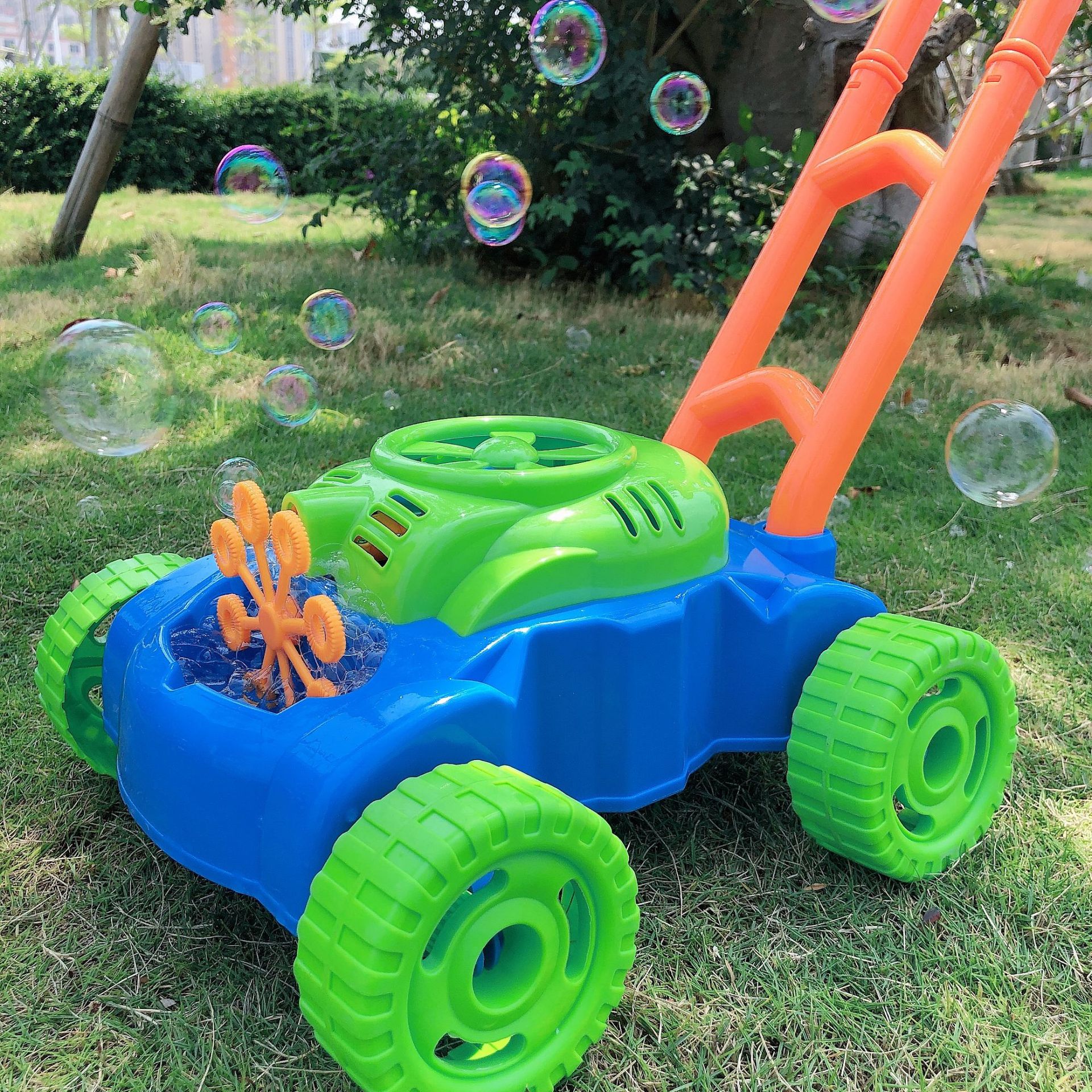 Plastic Hand Push Bubble Machine Electric Blowing Bubble Kids Gym From House