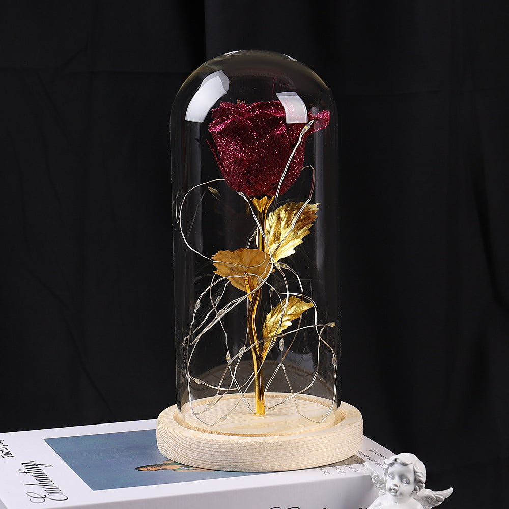 Valentines Day Gift For Girlfriend Eternal Rose Flowers LED Light In Glass Deals DealSniper.net Rose Red