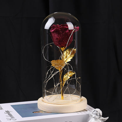 Valentines Day Gift For Girlfriend Eternal Rose Flowers LED Light In Glass Deals DealSniper.net Rose Red