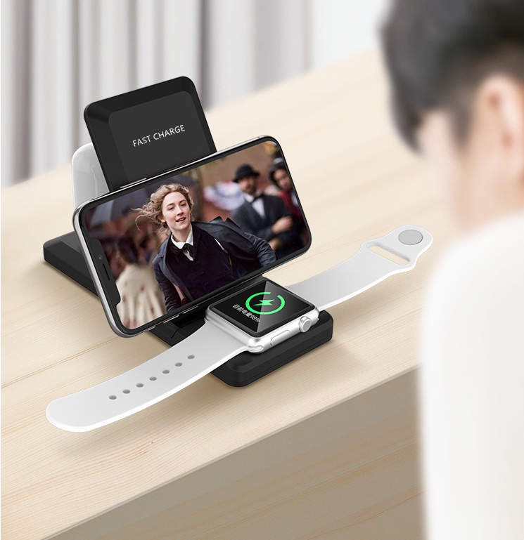 Folding three-in-one multifunctional wireless charger Phones DealSniper.net