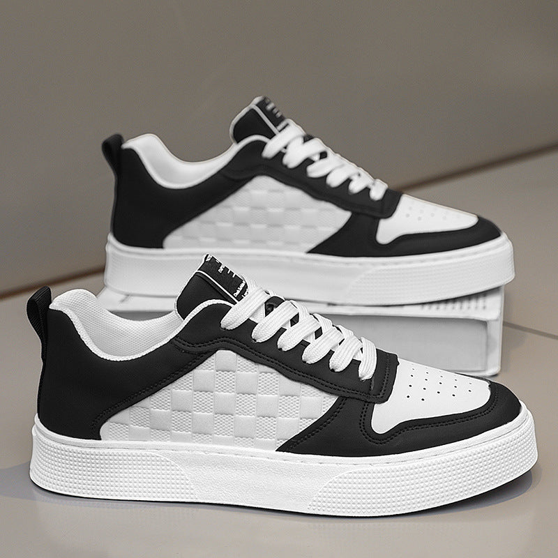 Casual Lace-up Sneakers Men Fashion Breathable Plaid Flats Shoes Men DealSniper.net BT88 Black Size39