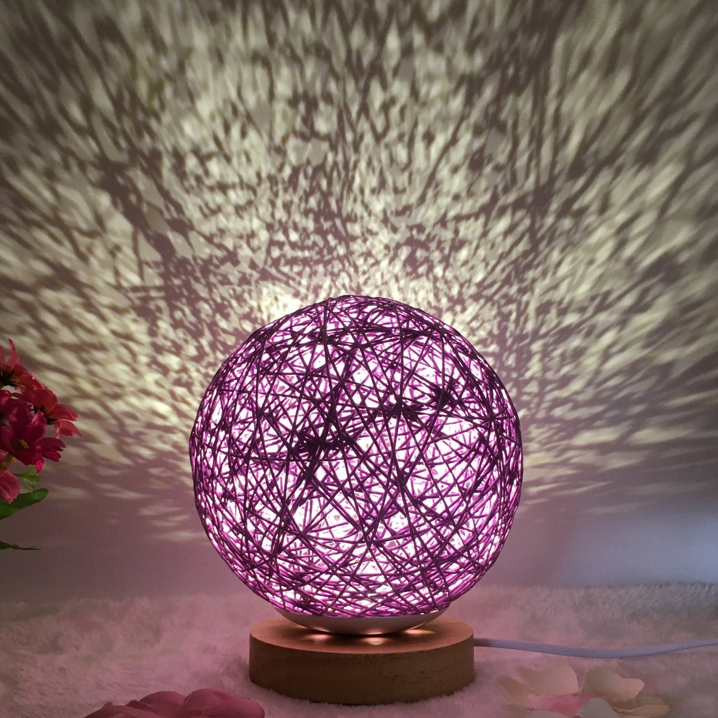 Creative Linen Table Lamp Novel and Unique LED Intelligent Home Decor Gym From House Purple round Button 15cm