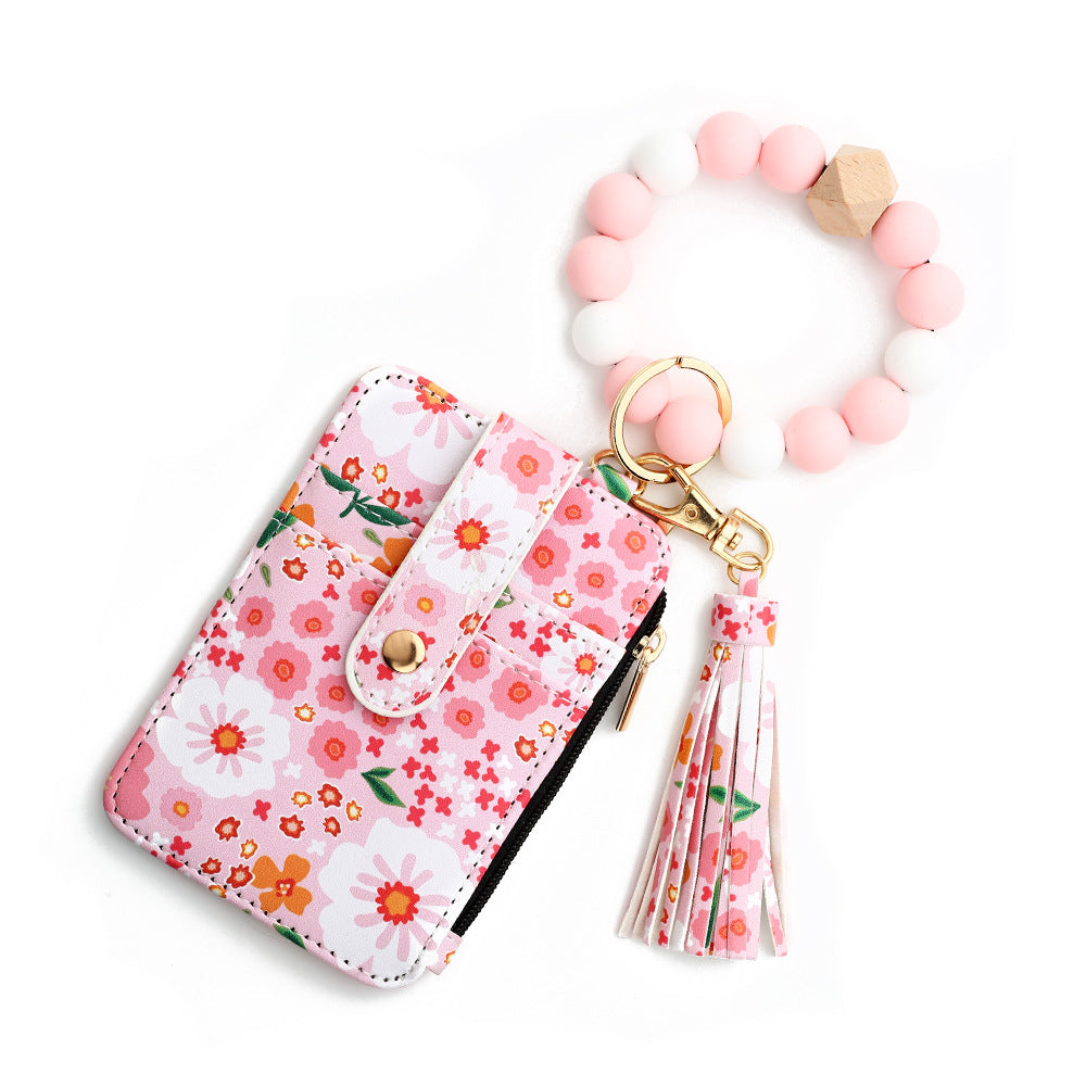 Women's Floral Print Leather Card Bag Women dealsniper-net 1 Light Pink