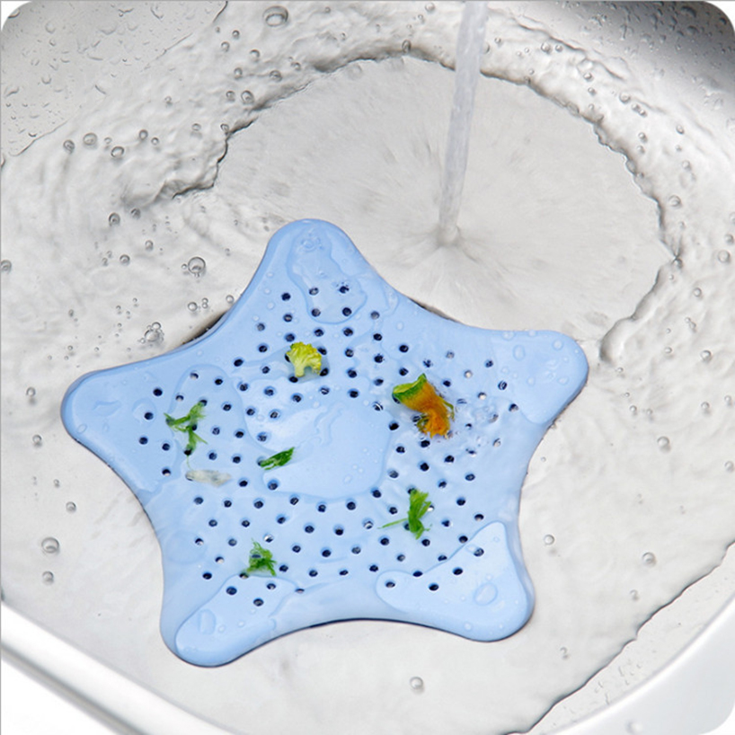 Five-pointed Star Kitchen Sink Anti-clogging Silicone Floor Drain Kitchen DealSniper.net Blue 1 pcs