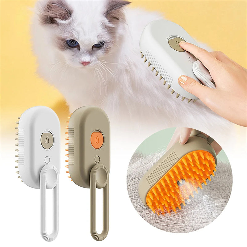 Cat Steam Brush Steamy Dog Brush 3 In 1 Electric Spray Cat Hair Brushes Pets dealsniper-net