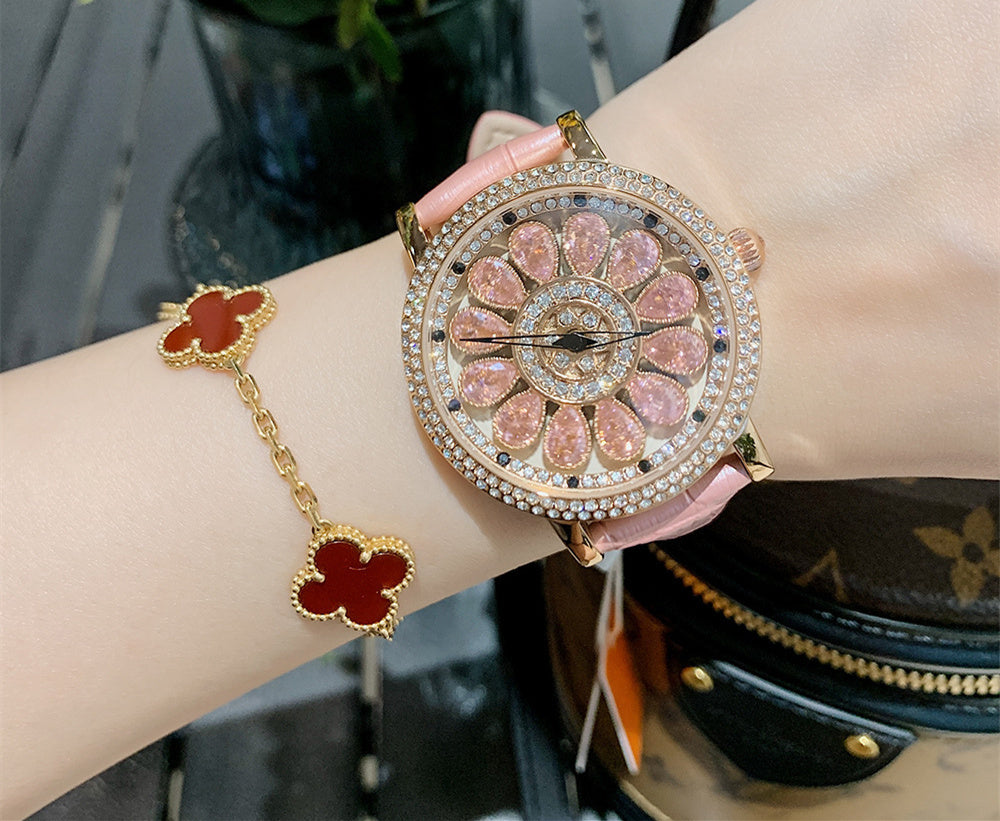 Women's Niche Diamond Luxury Rainbow Watch Jewelry DealSniper.net Pink diamond skin