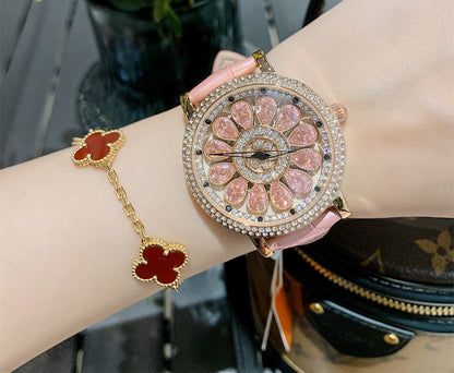 Women's Niche Diamond Luxury Rainbow Watch Jewelry DealSniper.net Pink diamond skin