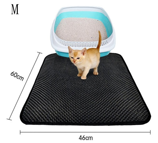 Double Layer Litter Cat Bed Pads Pet Cat Litter Mat Pets dealsniper-net M Black