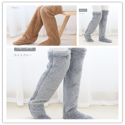 Over Knee High Fuzzy Long Socks Winter Warm Cold Leg Knee Joint Cold-proof Stockings Home Floor Sleeping Socks Men dealsniper-net Set11 Average Size