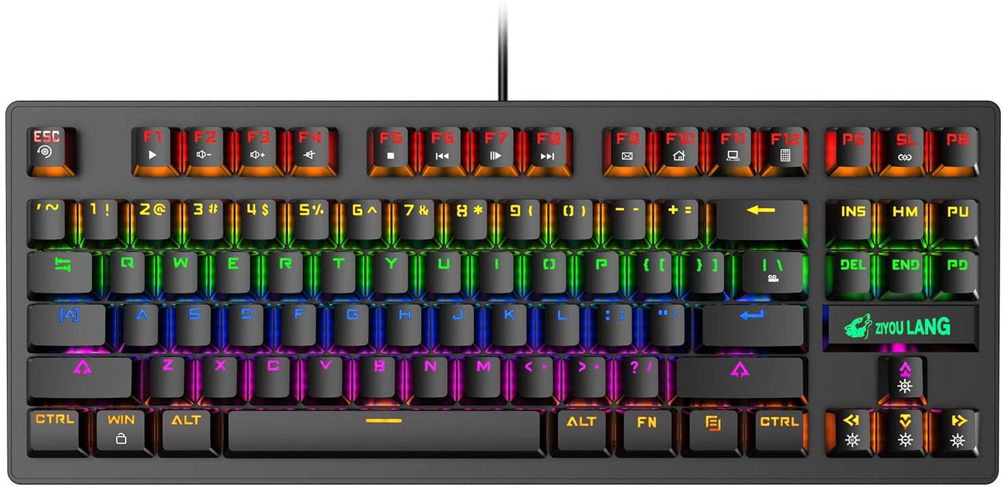 60Percent Mechanical Gaming Keyboard Type C LED Backlit Wired 88 Key For PC Laptop MAC Gadgets dealsniper-net