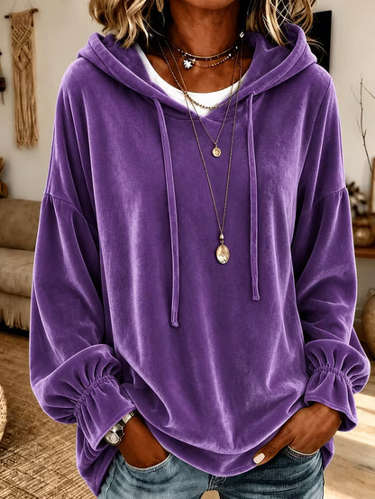 Women Fall Winter Loose Drawstring Velvet Hooded Sweatshirt Women Gym From House