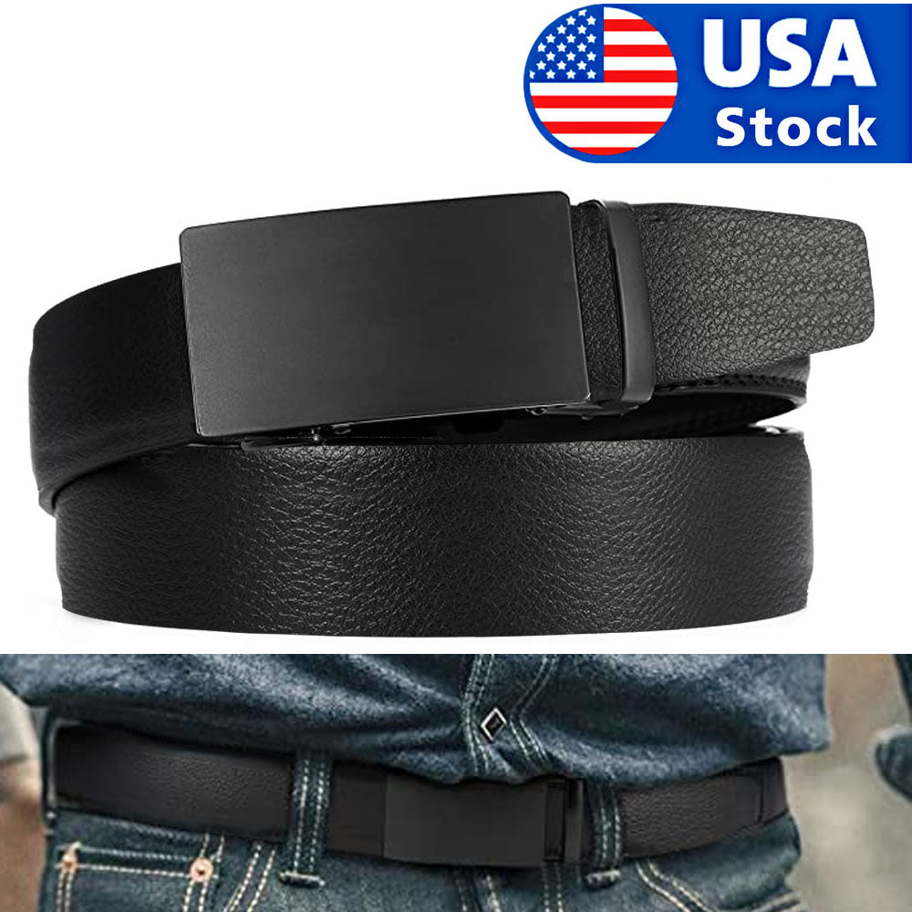 Microfiber Leather Mens Ratchet Belt Belts For Men Adjustable Automatic Buckle Black Men dealsniper-net