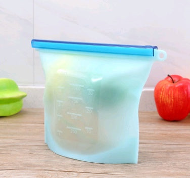 Silicone fresh-keeping bag vacuum sealed bag food Kitchen dealsniper-net Blue 1000ml