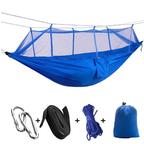 Outdoor Parachute Cloth Hammock Couble with Mosquito Net Light