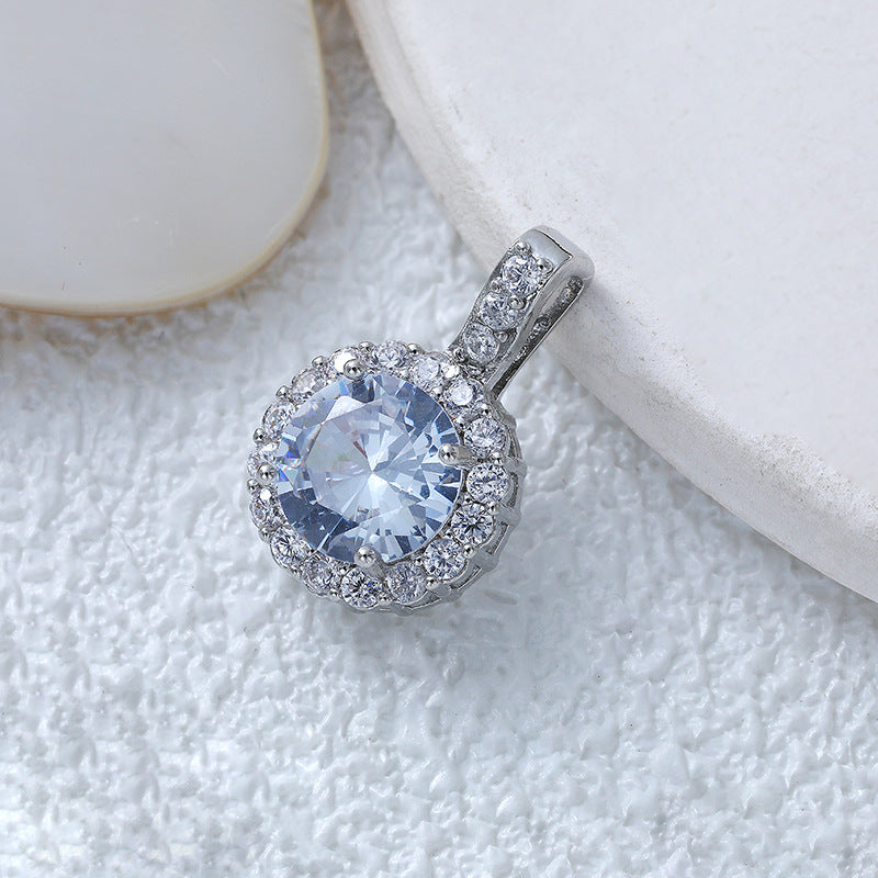 Fashionable Commuter Trendy Micro-Inlaid Zircon Ice-Type Necklace Jewelry Gym From House D604kb round zirconium