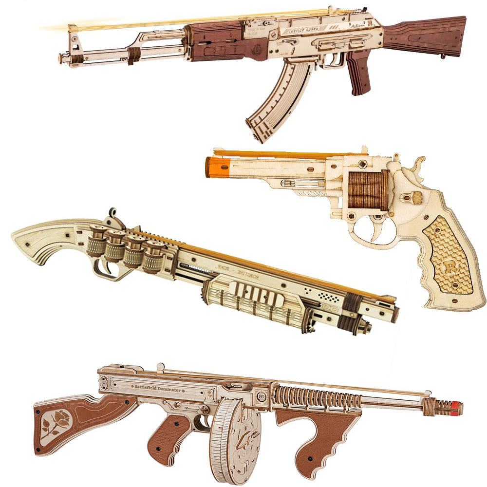 ROKR Wooden Puzzle Gun Toys Model DIY 3D Building Kits For Gifts