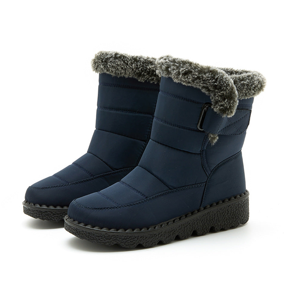 Snow Boots Winter Warm Hook And Loop Fastener Plush Shoes Women null Blue 2 35