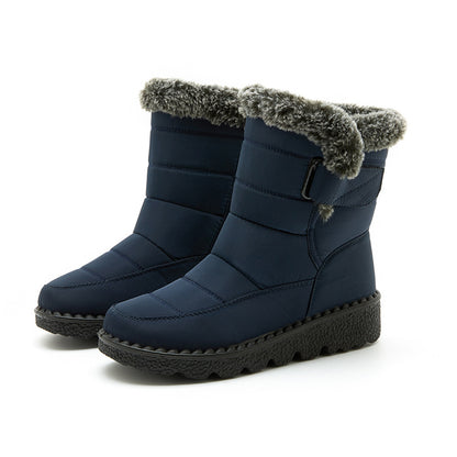 Snow Boots Winter Warm Hook And Loop Fastener Plush Shoes Women null Blue 2 35