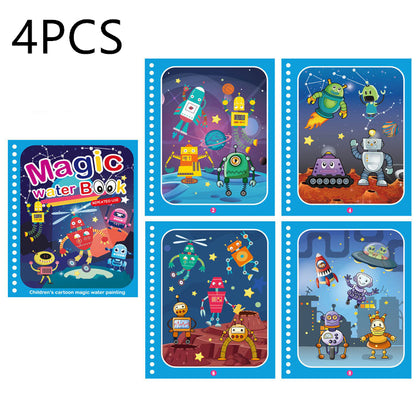 Children's Creative Magic Water Painting Book Kids dealsniper-net 4pcs Robot