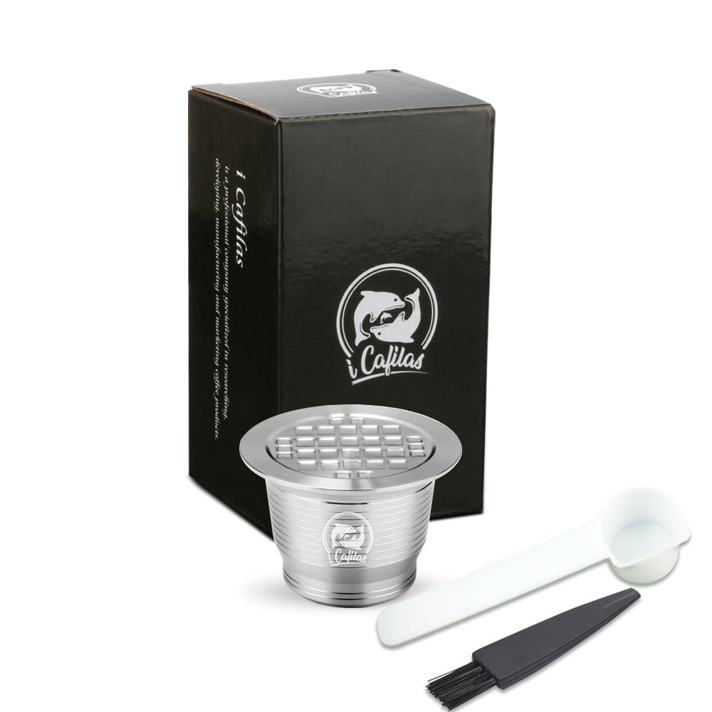 Stainless Steel Reusable Nespresso Refillable Coffee Capsule Pod Filter Kitchen DealSniper.net Square hole