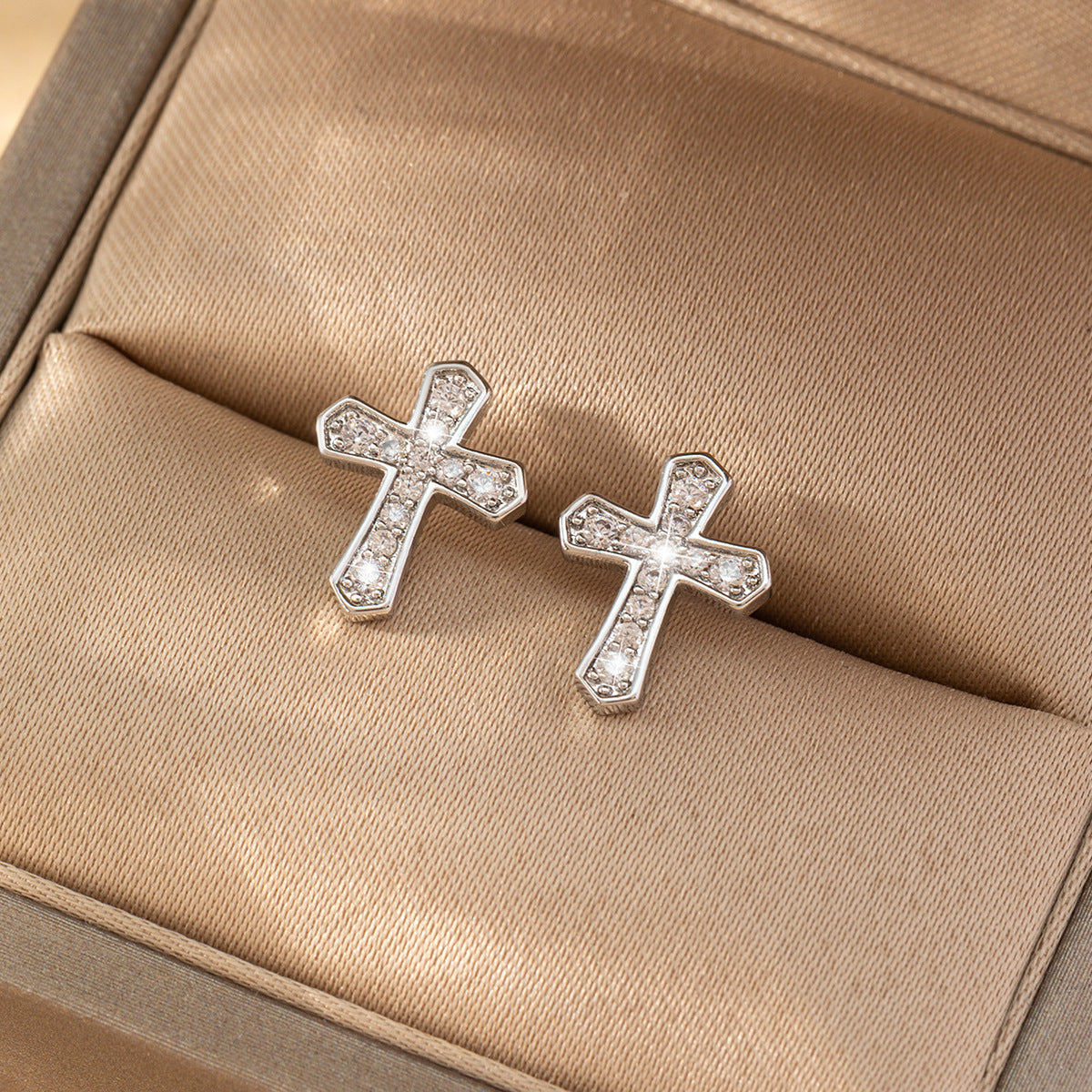 Trendy Zircon Cross Stud Earrings Sparkling Jewelry Gym From House