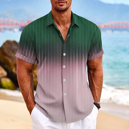 Lapel Button Short-sleeved Shirt Summer Fashion Gradient Men DealSniper.net DCS03WMDCS03 2XL