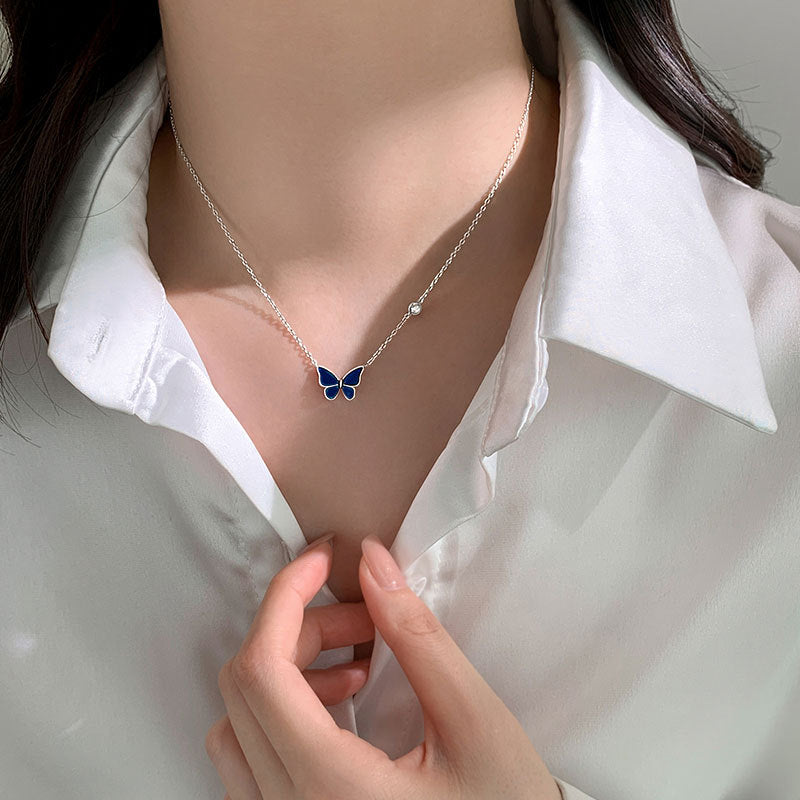 S925 Sliver Color-changed Butterfly Necklace Fashion Novelty Jewelry Jewelry dealsniper-net