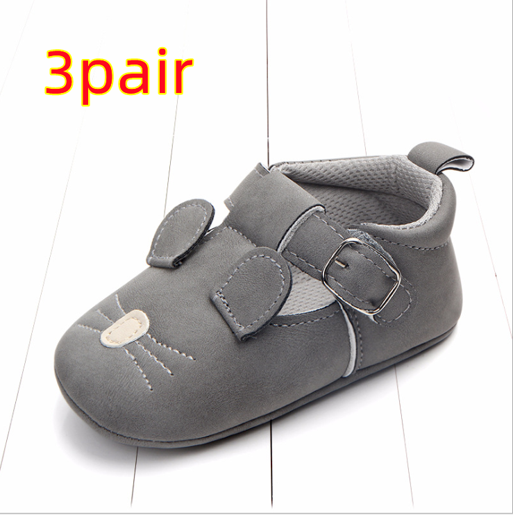 Spring and autumn cartoon animal baby shoes matte leather non-slip soft bottom baby shoes wholesale 0884 Kids DealSniper.net Mouse B 3pair 11CM