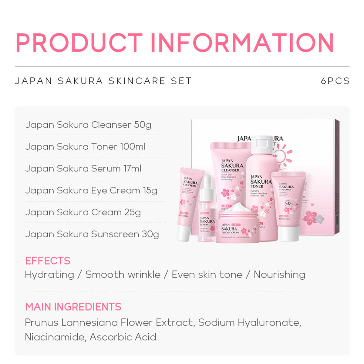 Skin Care Set JAPAN SAKURA Women Beauty Gift Sets Beauty dealsniper-net