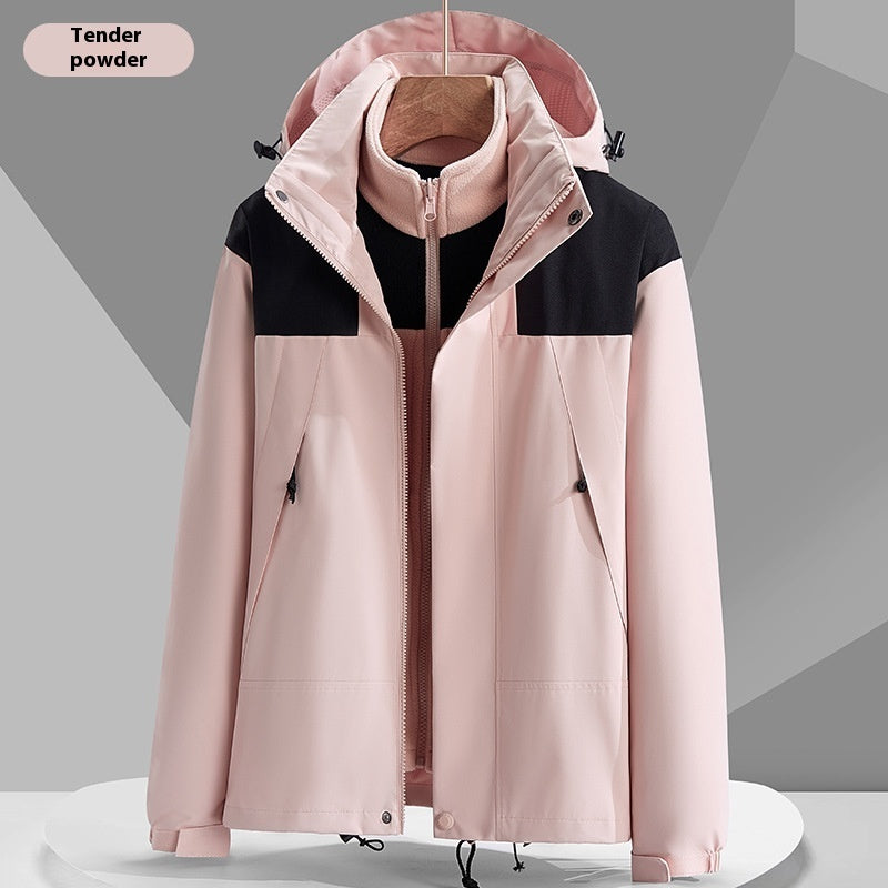 Hooded Windbreaker Unisex Fashion Color block Men DealSniper.net Three in one tender powder 2XL